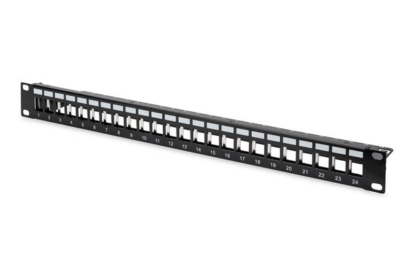 Digitus 24 Port Boş Patch Panel, Zırhlı, 1U Yüksekliğinde, Siyah Renk