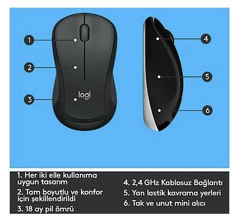 LOGITECH MK540 Q TR ADVANCED KABLOSUZ KLAVYE MOUSE SET SİYAH