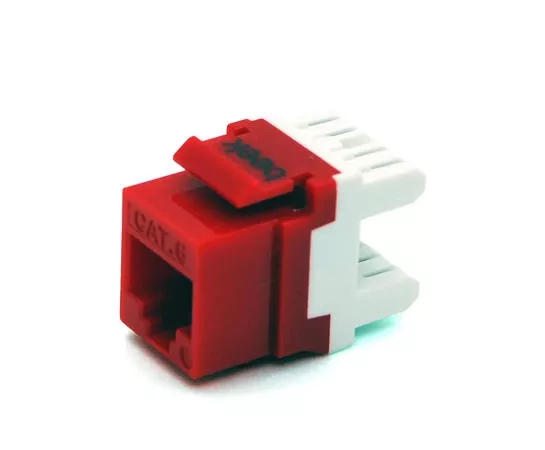 Beek CAT 6 Keystone Jack, zırhsız/unshielded, 250 MHz acc. ISO/IEC 11801:2002 AM2:2009/09, kırmızı renk, beyaz IDC plastik
