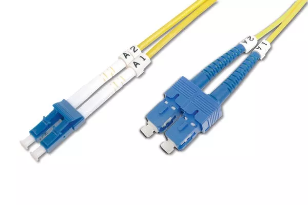 1 Metre - Digitus LC-SC Fiber Optik Patch Kablo,  Singlemode, Duplex, 09/125 